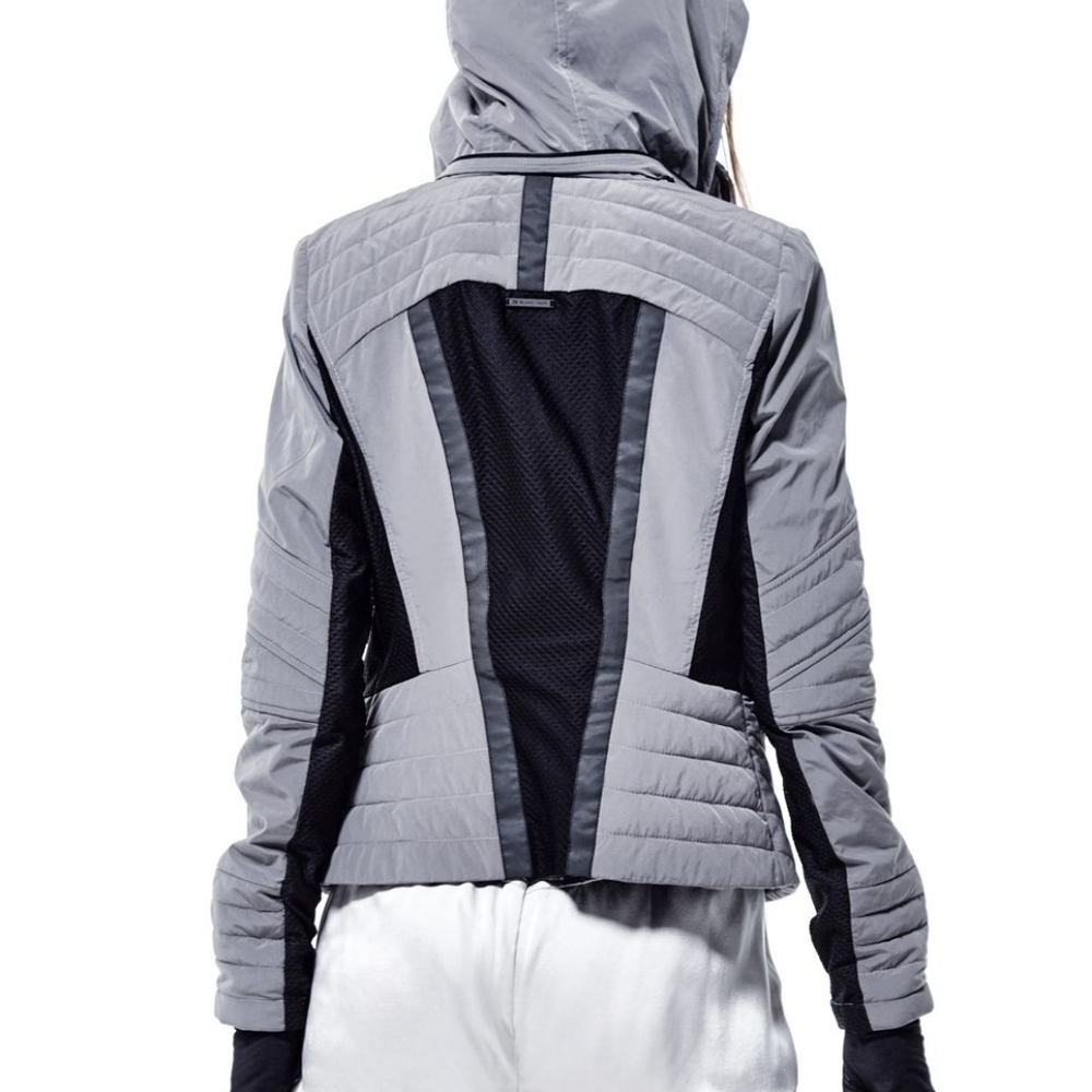 blanc noir Gray Black Quilted Hooded Jacket
